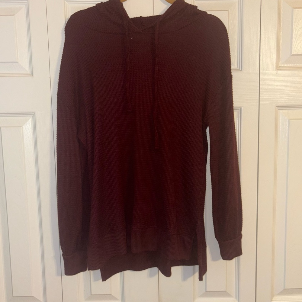 SO Burgandy Cozy Waffle Knit Sweater
